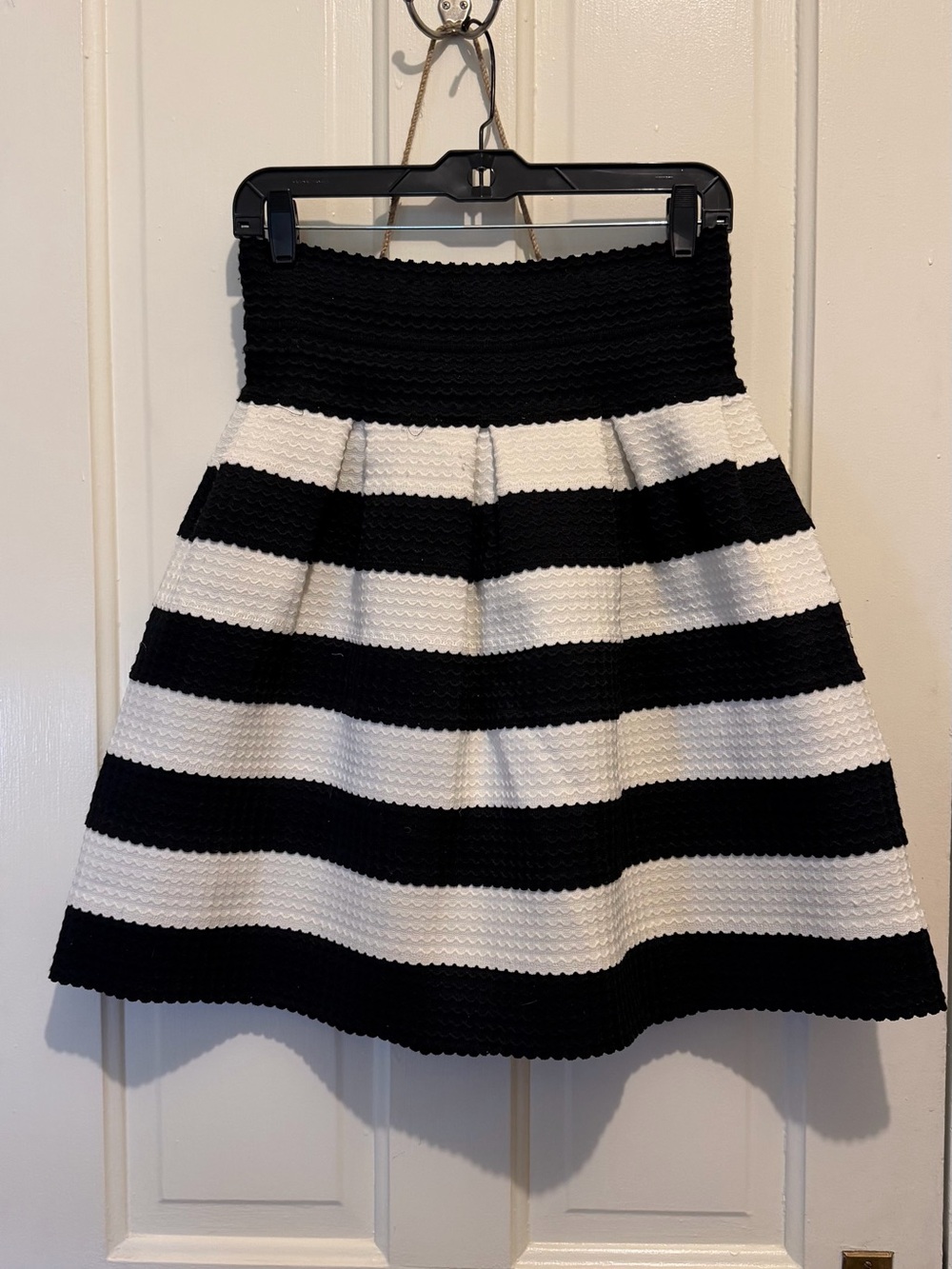 Girls From Savoy Black White Striped Fit & Flare Skirt